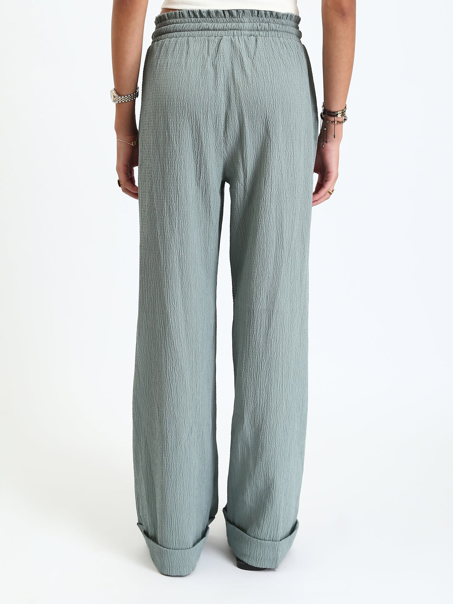 Synthetic Relaxed Wide-Leg Lounge Pants - Mint Green