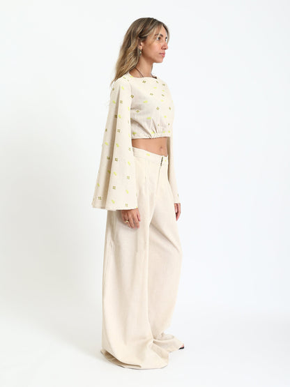 High-Waisted Wide-Leg - Beige