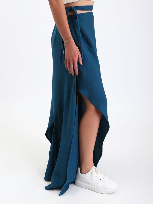 Linen Wrap Skirt - Petroleum