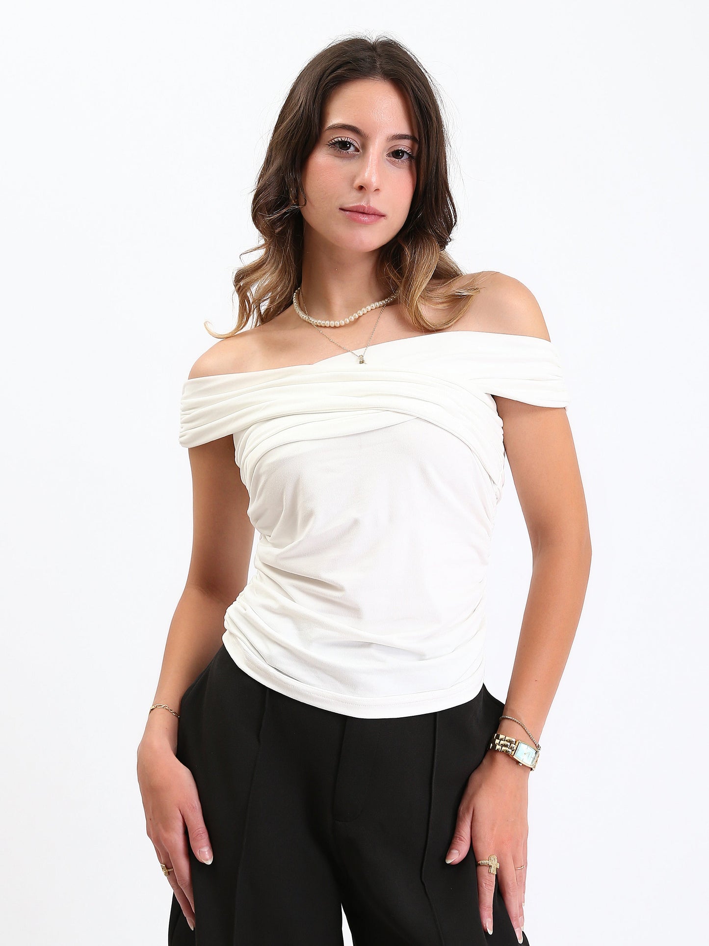 Cotton Off-Shoulders Slip On Summer Top - Off White