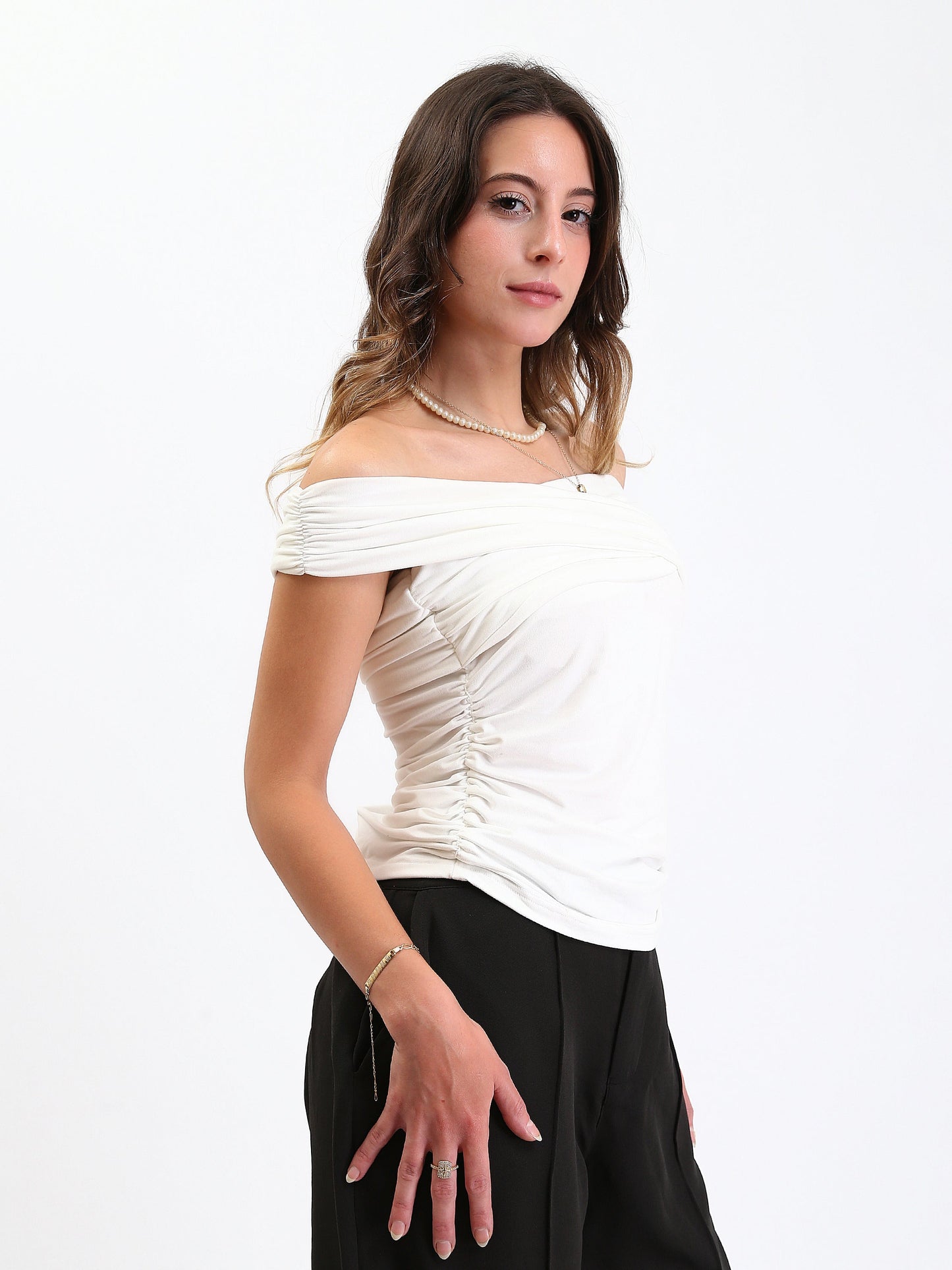 Cotton Off-Shoulders Slip On Summer Top - Off White