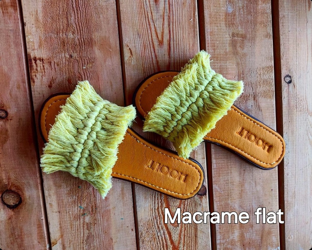 Macrame Chic Slippers - Yellow