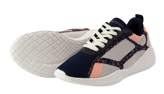 Textured Lace-Up Sneakers - Navy