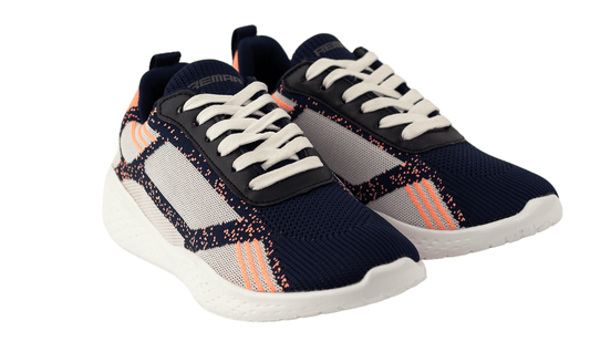 Textured Lace-Up Sneakers - Navy