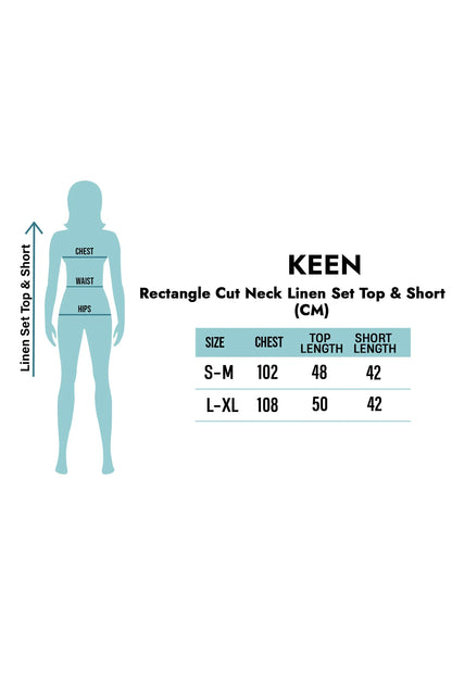 Linen Rectangle Cut Neck Set Top & Short For Women