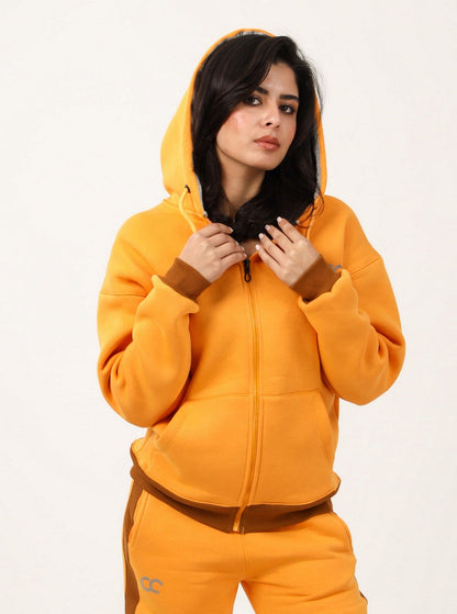 Bi-Tone Front Zipper Hoodie