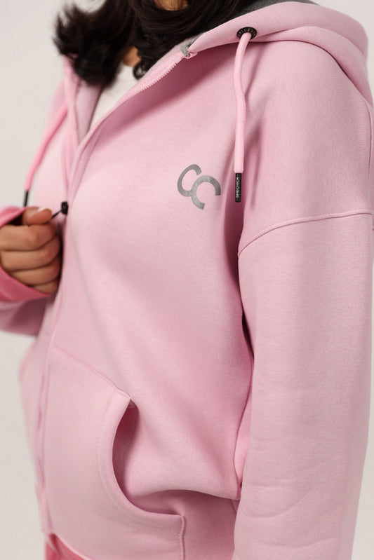 Bi-Tone Front Zipper Hoodie
