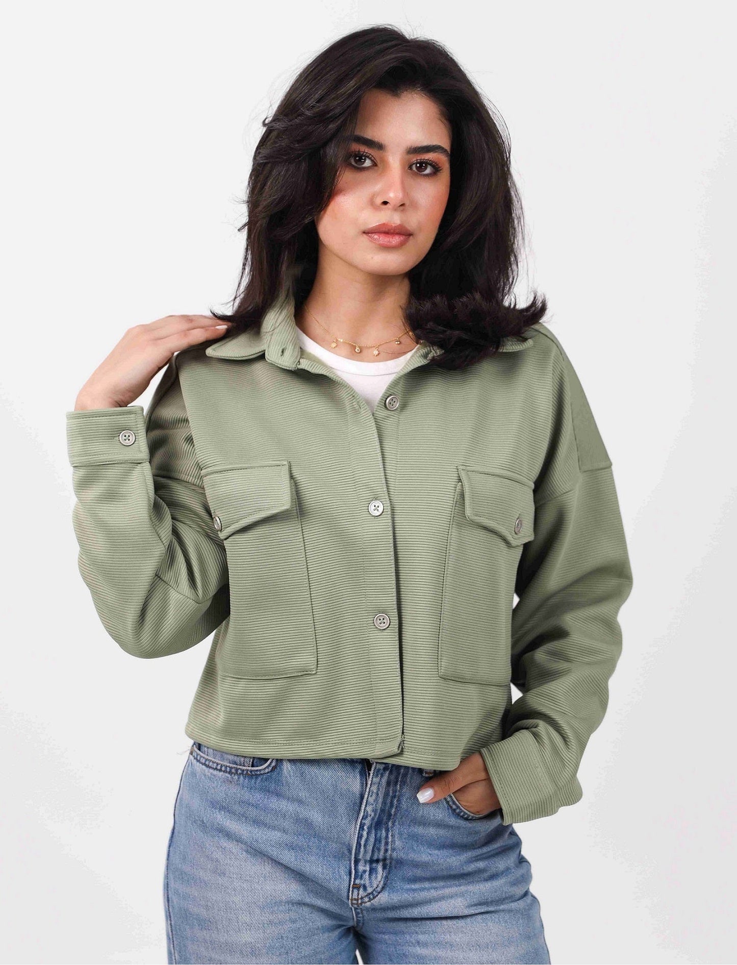 Cropped Shirt Jacket