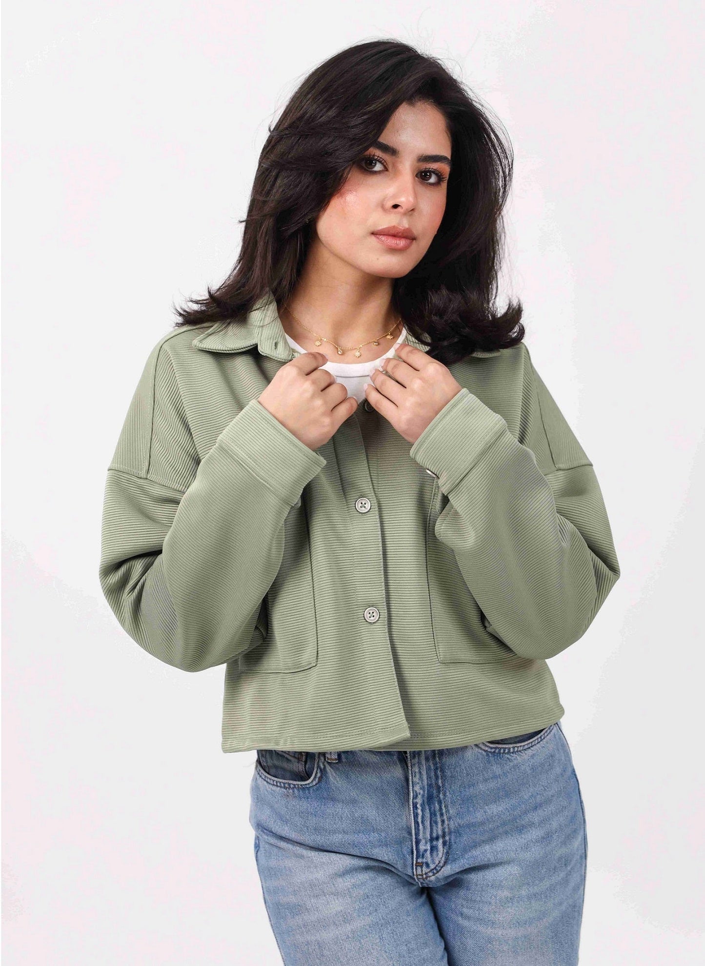 Cropped Shirt Jacket