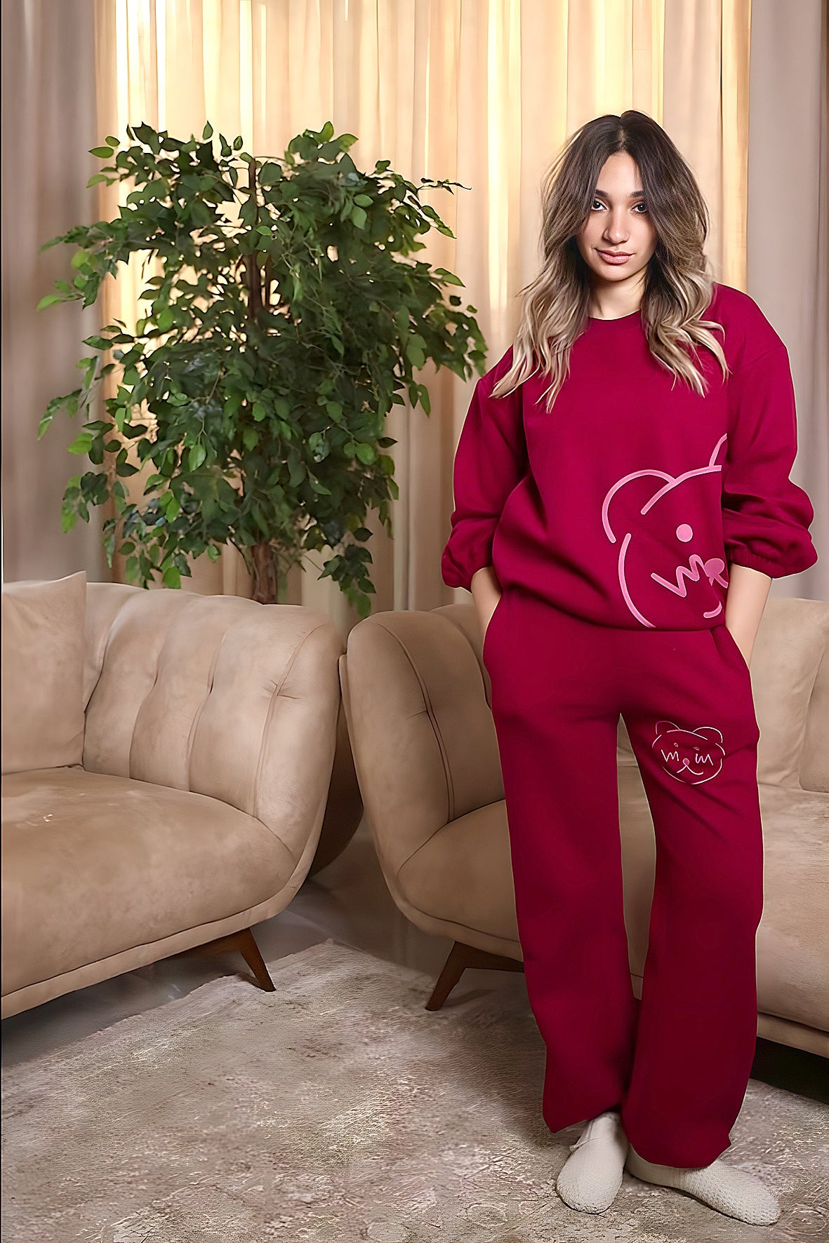 Cute Teddy Bear Printed Set