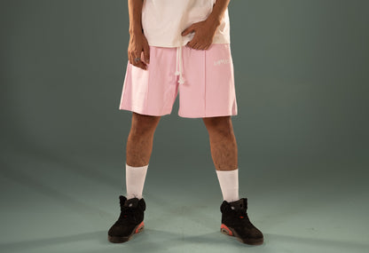 Relaxed Fit Summer Melton Shorts - Soft Pastel Pink