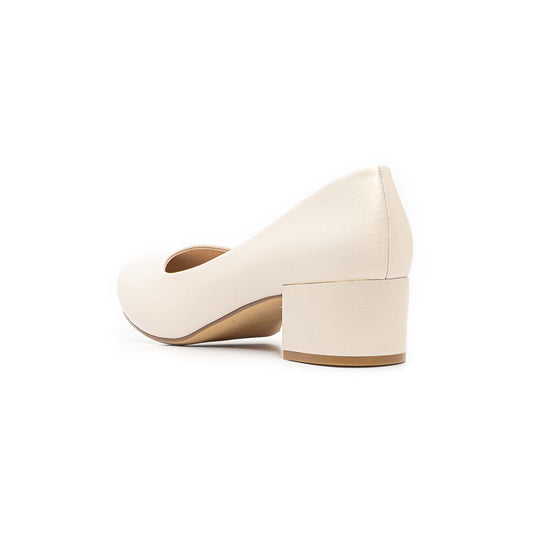 White Block Heel Pumps