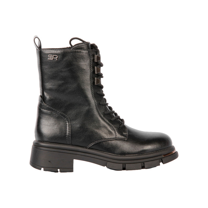 Pu Leather Solid Half Boots – Black (SR-3297)