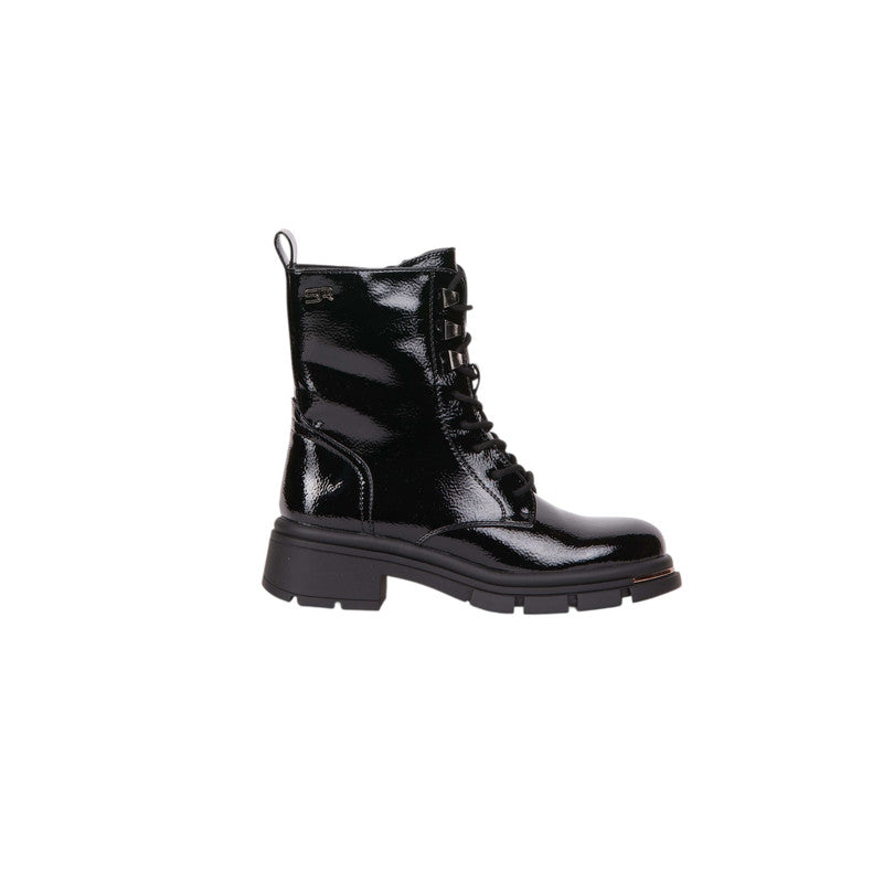 Pu Leather Patent Half Boots – Black (SR-3297)