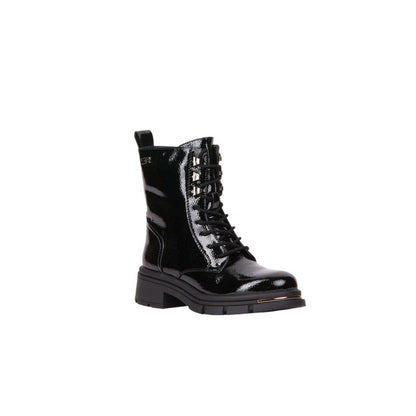 Pu Leather Patent Half Boots – Black (SR-3297)