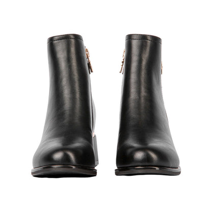Pu Leather Solid Half Boots – Black (SR-3303)