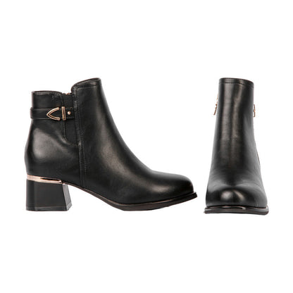 Pu Leather Solid Half Boots – Black (SR-3303)