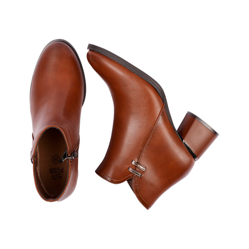 Pu Leather Solid Half Boots – Brown (SR-3314)