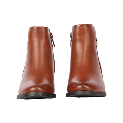 Pu Leather Solid Half Boots – Brown (SR-3314)