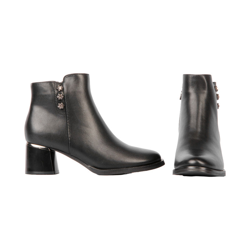 Pu Leather Solid Half Boots – Black (SR-3315)