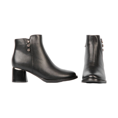 Pu Leather Solid Half Boots – Black (SR-3315)