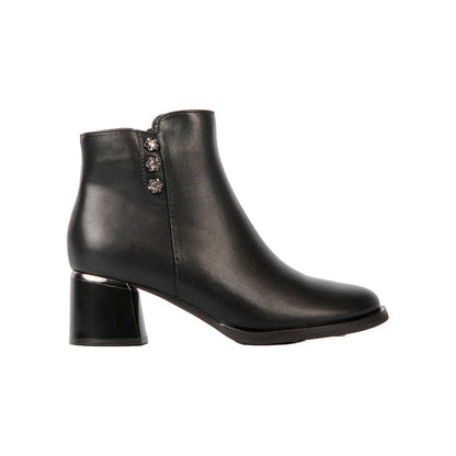 Pu Leather Solid Half Boots – Black (SR-3315)