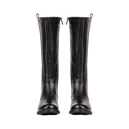 Pu Leather Croc-Accent Knee Boots – Black (SR-3337)