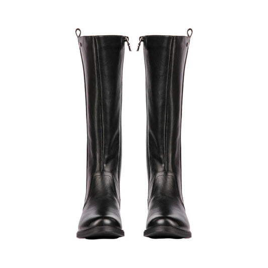 Pu Leather Croc-Accent Knee Boots – Black (SR-3337)