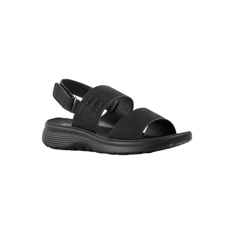 PU Leather Strappy Comfort Sandals – Black