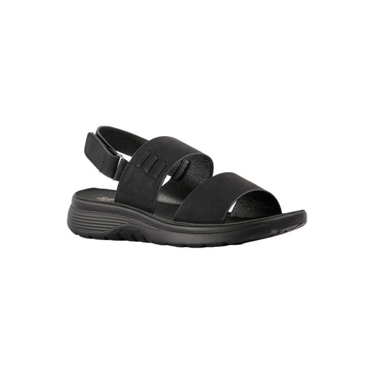 PU Leather Strappy Comfort Sandals – Black