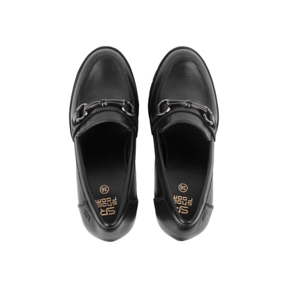 loafer with a high block heel - black