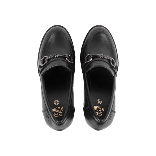 loafer with a high block heel - black