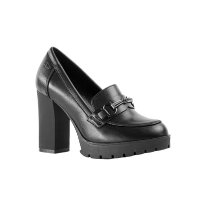 loafer with a high block heel - black