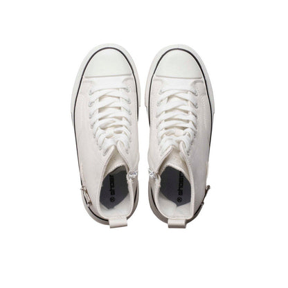 PU Leather High-Top Platform Sneakers – White