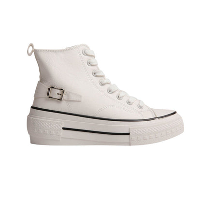 PU Leather High-Top Platform Sneakers – White