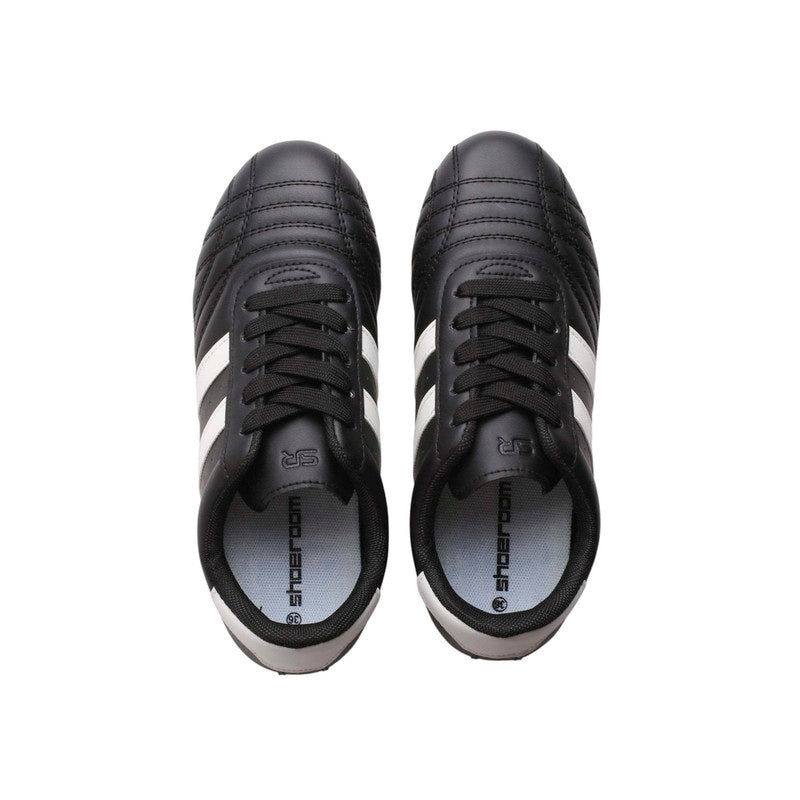 PU Leather Contrast Stripe Sneakers – Black & White