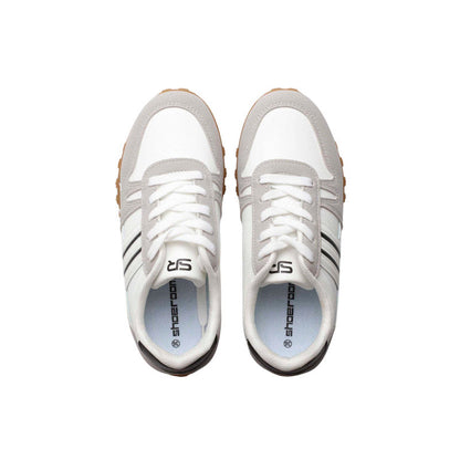 PU Leather Contrast Stripe Sneakers – White