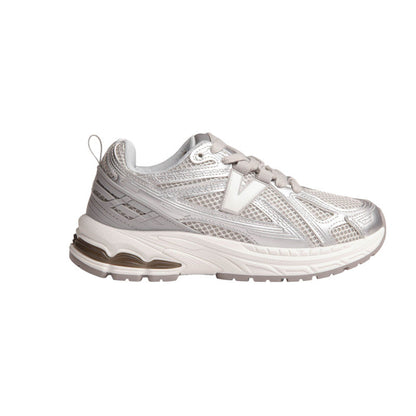 Mesh Contrast Panel Sneakers – Silver