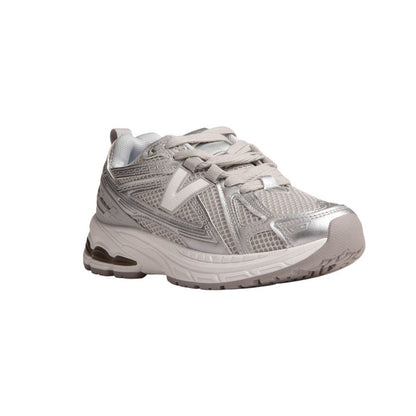 Mesh Contrast Panel Sneakers – Silver