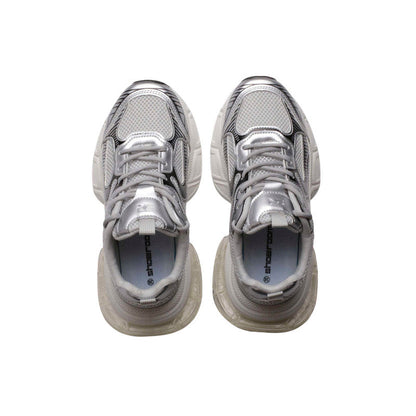 Mesh Panel Chunky Sneakers – Silver