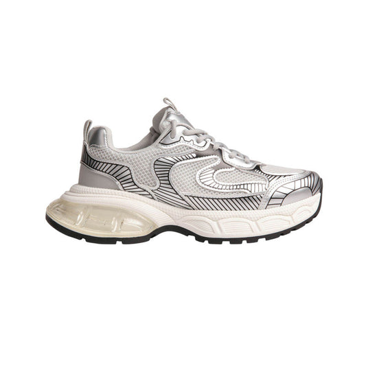 Mesh Panel Chunky Sneakers – Silver