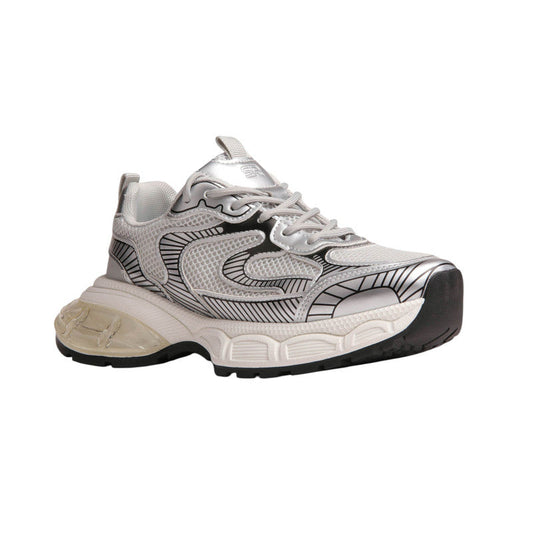 Mesh Panel Chunky Sneakers – Silver