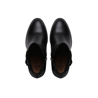 Pu Leather Buckle Half Boots – Black (SR-3465)