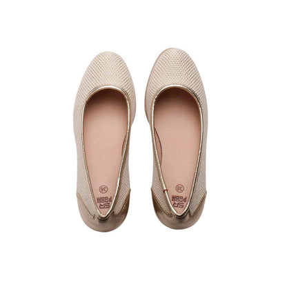 PU Leather Textured Block Heels - Gold