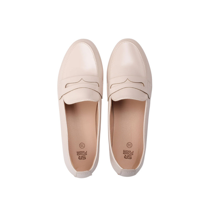 PU Leather Classic Loafers - Beige