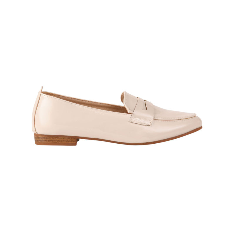 PU Leather Classic Loafers - Beige