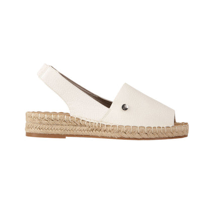 PU Leather Textured Espadrille Sandals - White