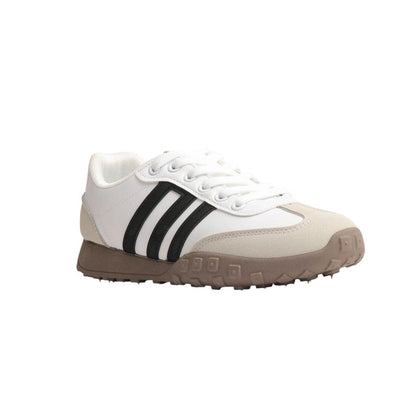 Faux Leather & Suede Panel Sneakers – White
