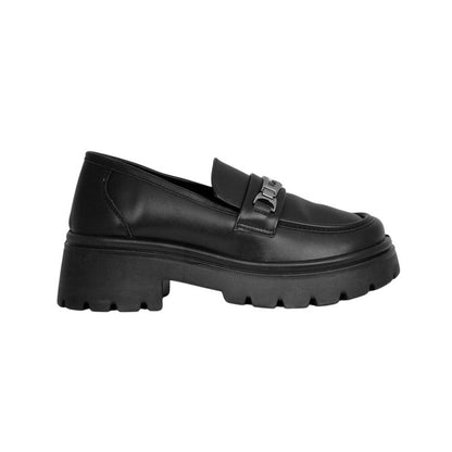PU Leather Chunky Loafers - Black