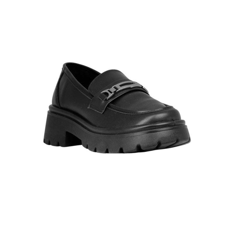 PU Leather Chunky Loafers - Black
